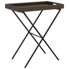 vidaXL Zložljiva miza s pladnjem rjava 65x40x75 cm poli ratan