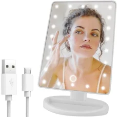 Ogledalo kozmetično, LED, vrtljivo, nagib, USB