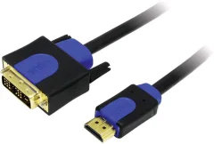 LogiLink DVI / HDMI adapterski kabel DVI-D 18+1-polni vtič\, HDMI-A  vtič 2.00 m črna CHB3102 pozlačeni konektorji\, lahko se privije DVI kabel