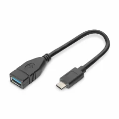 Digitus USB 3.0 adapter [1x USB 3.2 gen. 1 vtičnica A (USB 3.0) - 1x USB 3.2 gen. 1 vtič C (USB 3.0)] AK-300315-001-S okrogel\, primeren za obojestranski priključek \, dvojno oklopljen