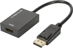 Digitus AK-340415-002-S DisplayPort / HDMI adapter [1x moški konektor DisplayPort - 1x ženski konektor HDMI] črna zaščiten\, HDMI pripravljen\, Ultra HD (4k) HDMI\, High speed-HDMI\, skupna