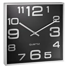 ALCO Stenska ura, kvadratna, črna srebrn okvir