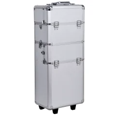HOMCOM - Voziček za umetnike ličenja Profesionalni kozmetični kovček iz aluminija