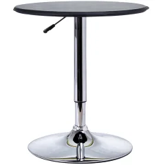 HOMCOM kromirana barska mizica, okrogla mizica z nastavljivo višino in sistemom za dvigovanje, 360° vrtljiva okrogla plošča Φ63x67-93cm
