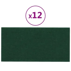 vidaXL Stenski paneli 12 kosov temno zeleni 60x30 cm blago 2,16 m²