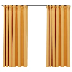 vidaXL Zatemnitvene zavese z obešali 2 kosa rumene 140x175 cm