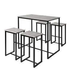 SoBuy komplet barske mize s 4 tabureji v industrijskem slogu z vzorcem cementa
