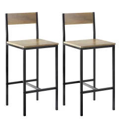 SoBuy komplet dveh barskih stolčkov z vzorcem češnjevega lesa v industrijskem slogu