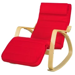 SoBuy gugalni stol z naslonom za noge rdeče barve v skandinavskem slogu