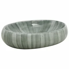 vidaXL Nadpultni umivalnik zelen ovalen 59x40x15 cm keramika
