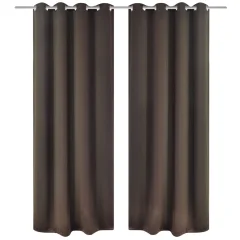 vidaXL Zatemnitvene zavese 2 kosa z obročki 135x175 cm rjave barve
