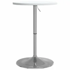 vidaXL Barska miza bela 50x50x90 cm inženirski les in kromirano jeklo