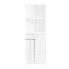 SoBuy visoka kopalniška omarica z 2 vratoma v beli barvi v skandinavskem slogu