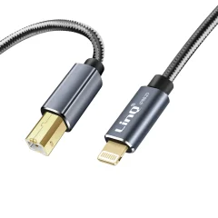 Tiskalniški kabel za iPad in iPhone, Lightning na USB tip B iz pletenega najlona, LinQ - 1,5 m