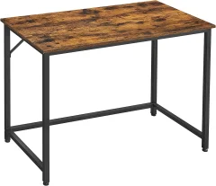 Računalniška miza, miza, majhna pisarniška miza, 50 x 100 x 75 cm, delovna soba, domača pisarna, preprosta montaža, jeklo, industrijsko oblikovanje, rustikalno rjava in črna LWD41XV1