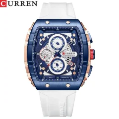 CURREN 8442 Moški vodoodporni športni zapestni uri - vrhunski luksuzni blagovne znamke Chronograph Quartz ure za eleganco in učinkovitost, Relogio Masculino White-Blue