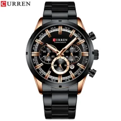 CURREN 8355 New Fashion Chronograph Quartz Watch za moške - iz nerjavečega jekla Luksuzni športni ura, Top Brand Elegance in Relogio Masculino black
