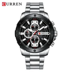 CURREN 8336 Moški moda iz nerjavečega jekla Chronograph Watch priljubljena velika izbira Japonska Quartz poslovne zapestne ure silver-black