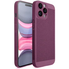 Moozy VentiGuard Phone Case za iphone 14 pro, 6,1-palčni, zračen ovitek za iphone 14 pro s perforiranim vzorcem za kroženje zraka, trda torbica za iphone 14 pro, vijolična