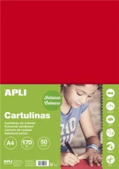 APLI Barvni karton, intenzivna barva rdeča 50 listov