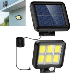 LED solarni reflektor z ločenim solarnim panelom in PIR senzorjem gibanja 120 COB LED
