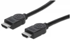 Manhattan High Speed HDMI kabel z Ethernet kanalom\, HDMI Moški\, Moški\, Zaščiten\, Črna\, 1 m  HDMI priključni kabel [1x VDMI-vtič - 1x VDMI-vtič] 1 m črne barve