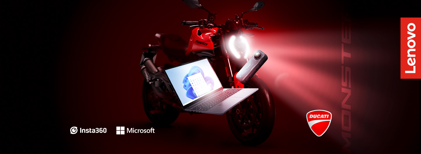 Ducati Monster, Lenovo prenosnik in kamera Insta360