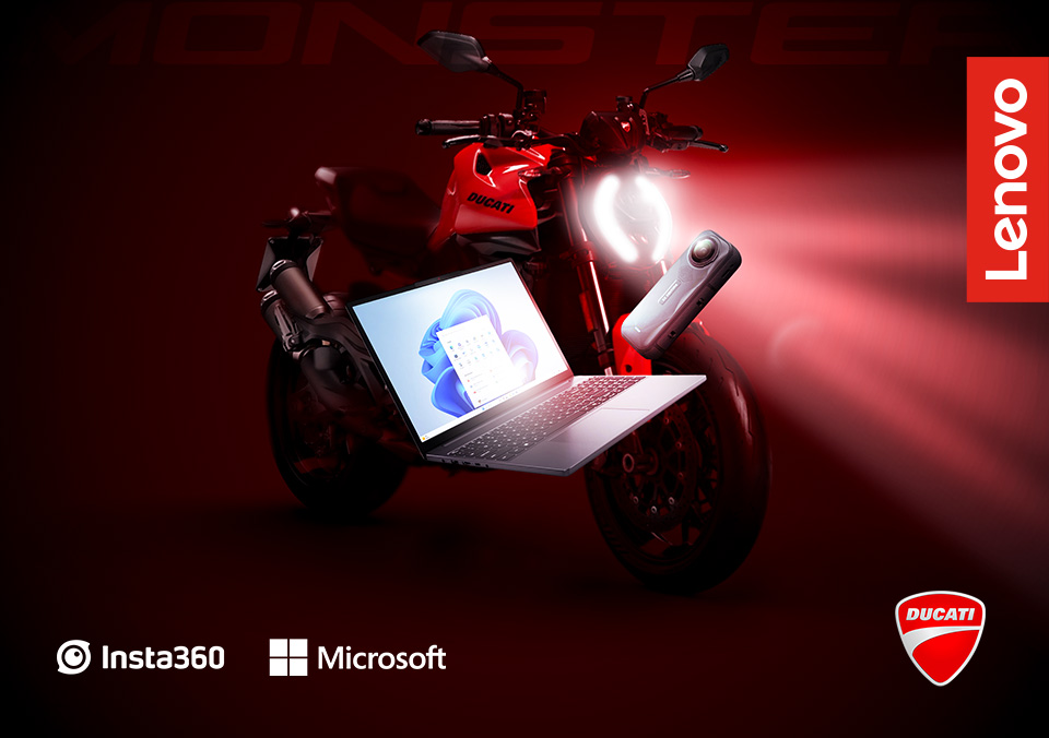 Ducati Monster, Lenovo prenosnik in kamera Insta360