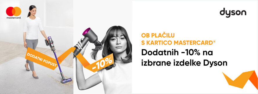 Dodatnih popust na izbrane sesalnike Dyson s kartico Mastercard®