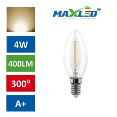 LED žarnica - sijalka E14 4W (35W) fillament toplo bela 3000K