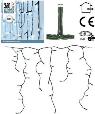 Novoletne lučke svetlobna zavesa 360 LED hladno bela 12m