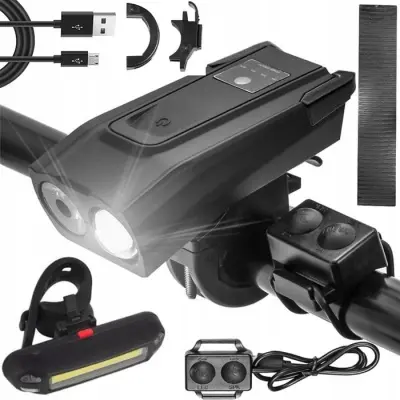 Set akumulatorske T6 LED kolesarske svetilke 4000mAh + hupa vodoodporna