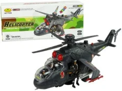 Premikajoč vojaški helikopter črn 34cm LED in zvoki