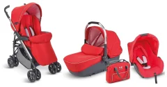 Otroški voziček  D1 TRIO rdeče barve