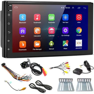 12-24V 2DIN LCD avtoradio 4x45W 2x USB Bluetooth ANDROID 8.1 + kamera