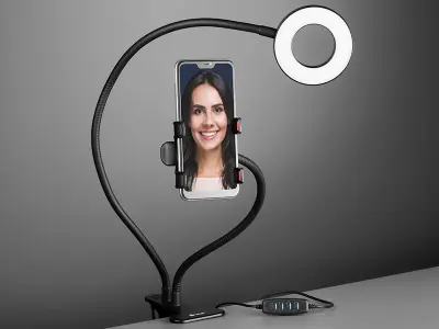 TRACER LED RING Luč 8.5cm z držalom za telefon