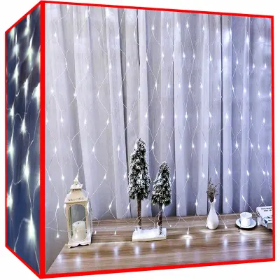 Novoletne lučke mreža 160 LED hladno bela 2,5m 8 funkcij