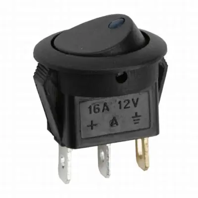 Preklopno vgradno stikalo 16A 12V DC modra LED