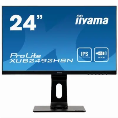 Monitor Iiyama 59,9 cm (23,6")  XUB2492HSN-B1 1920x1080 75Hz VA 4ms HDMI DisplayPort USB-C 65W 2xUSB3.0 Pivot Zvočniki  RJ45