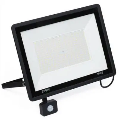 LED 200W reflektor črn 6000K IP66 + senzor gibanja