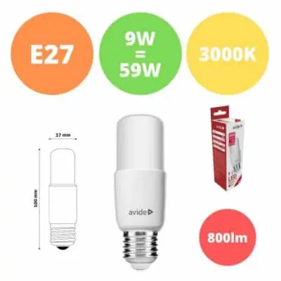 LED žarnica - sijalka stick E27 T37 9W toplo bela 3000K