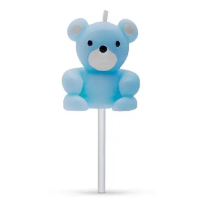 Svečka za na torto v obliki medvedka modra