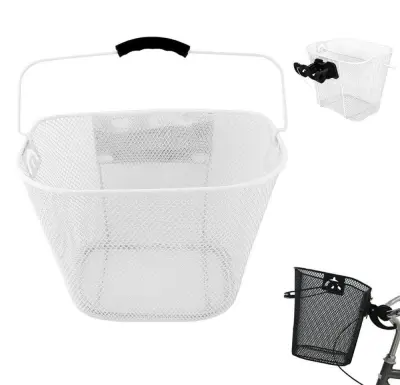 Kovinska kolesarska košara za kolo – hitri klik nosilec bela