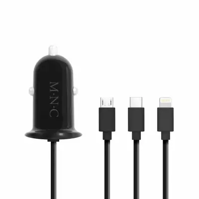 USB avto adapter 4 v 1 + USB - črn