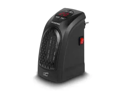 Mini keramični grelnik za v vtičnico z LCD zaslonom in termostatom 400W črn