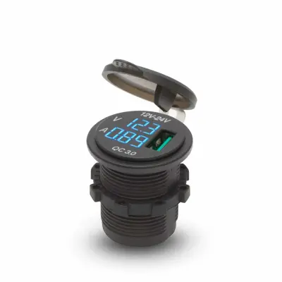 Vgradna USB vtičnica z LED zaslonom in merilnikom napetosti 1 x USB 5V 2.1A 12/24V