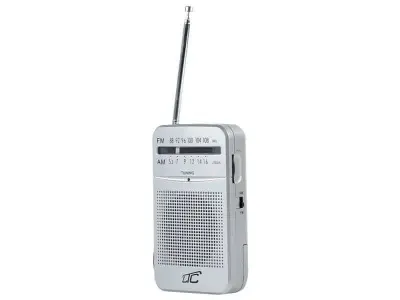AM/FM žepni radio na baterije srebrn