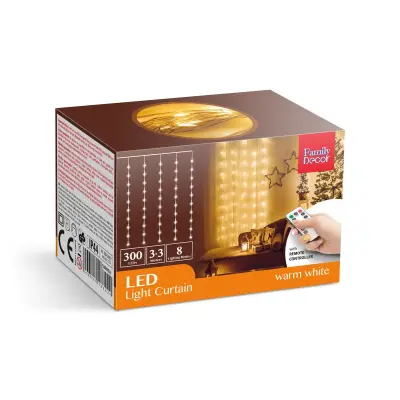 LED zavesa iz mikro LED lučk 300 LED 3 x 3m 230V z daljinskim upravljalnikom