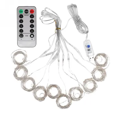 LED svetlobna zavesa USB 5V 300 LED 3×3 m 2700K