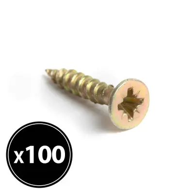 Vijak za iverne plošče - rumen - 3 x 16 mm - 100 kosov / paket